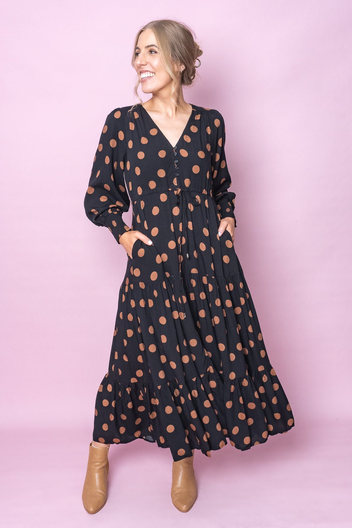 Franco Midi Dress in Black