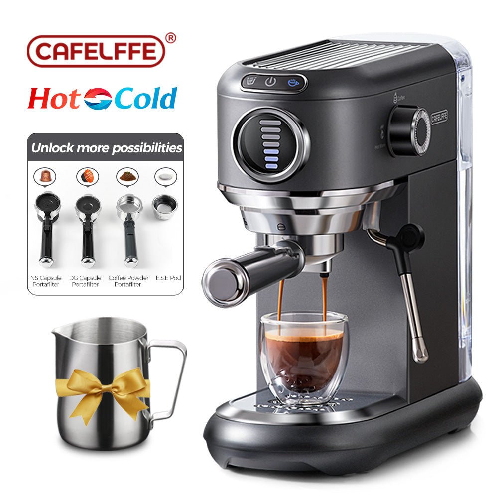 CAFELFFE MK601F 4in1 Multi - Capsule Espresso Maker: 19 Bar Pressure, PID Temp Control, Hot & Cold Brew, Compatible with Nespresso, Dolce Gusto & More
