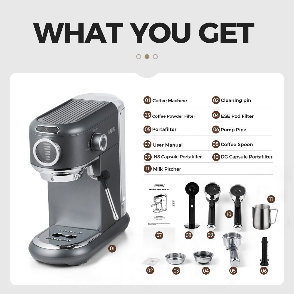 CAFELFFE MK601F 4in1 Multi - Capsule Espresso Maker: 19 Bar Pressure, PID Temp Control, Hot & Cold Brew, Compatible with Nespresso, Dolce Gusto & More